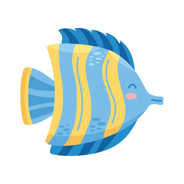 Blauwe en gele vis — Stockvector