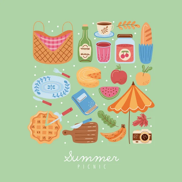 Summer picnic lettering — Image vectorielle