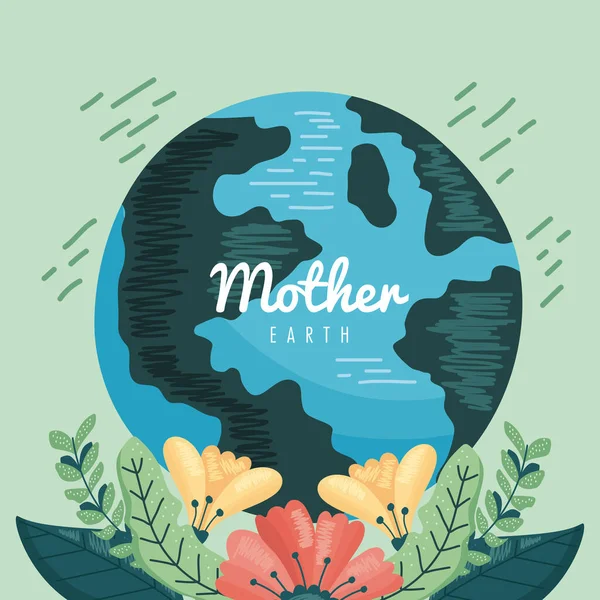 Mother earth lettering postcard — Stockvector
