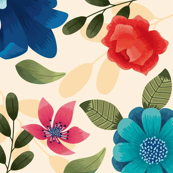 Flowers and leafs background — Vetor de Stock