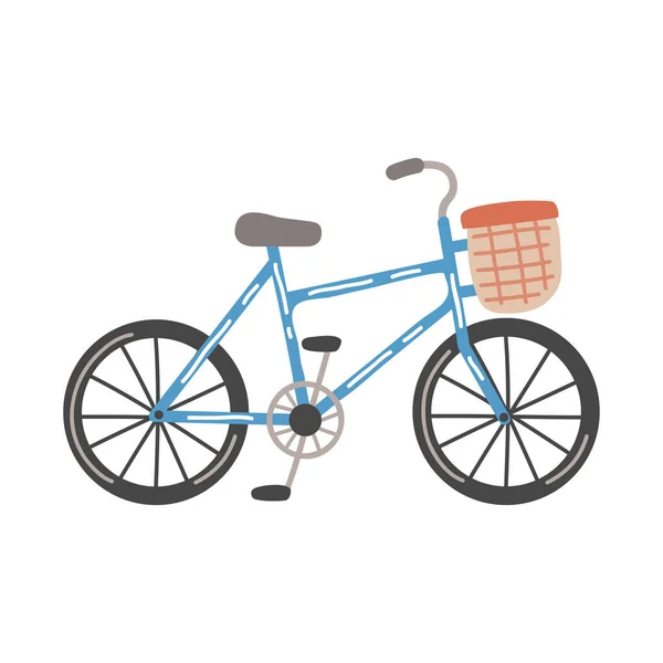 Bicicleta azul con cesta — Vector de stock