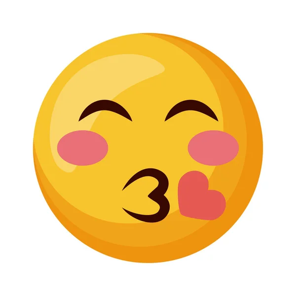Emoji cara besos — Vector de stock