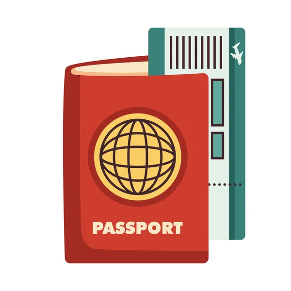 Seyahat pasaportu ve bilet — Stok Vektör