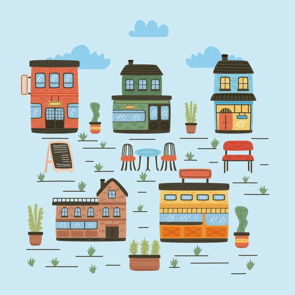 City places scene pattern — Vector de stock