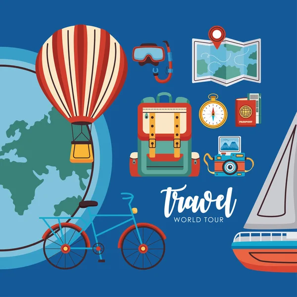 Poster do Tour Mundial de Viagem — Vetor de Stock