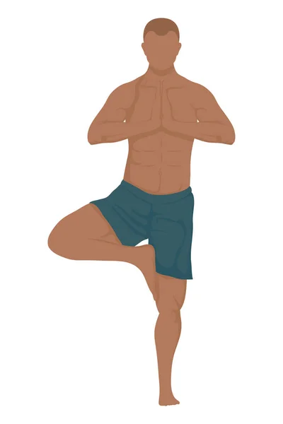 Afro adam yoga yapıyor. — Stok Vektör