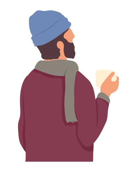 Man tourist drinking coffee —  Vetores de Stock