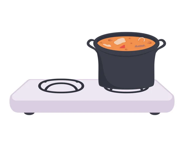 加锅汤的烤箱 — 图库矢量图片