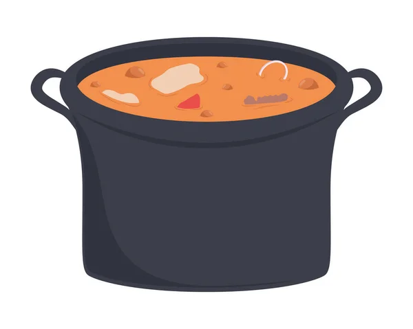 Panela de cozinha com sopa —  Vetores de Stock