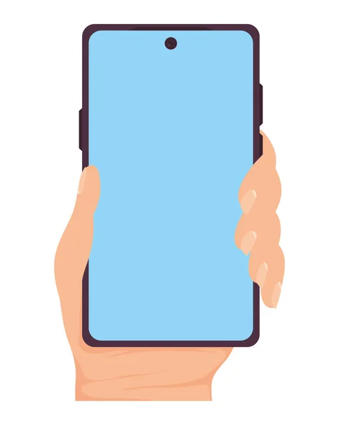 Smartphone elevador de manos — Vector de stock