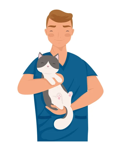 Médico veterinario con gato — Archivo Imágenes Vectoriales