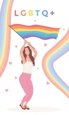woman waving lgbtq flag scene