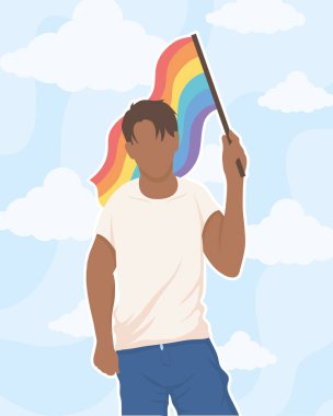Afro gay lgbtq bayrağı sallıyor