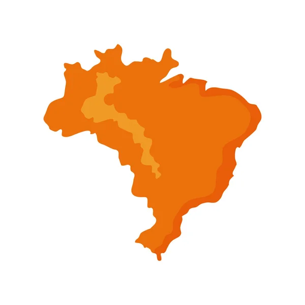 Orange brazil map silhouette — Stock vektor