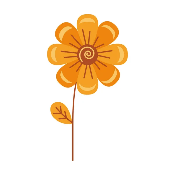 Tournesol orange avec feuille — Image vectorielle