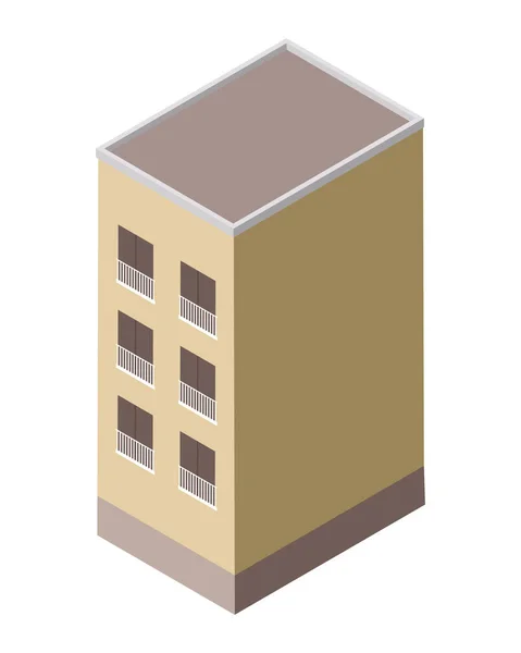 Isometric building beige — стоковый вектор