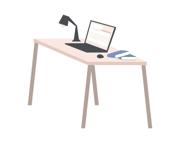 Bureau avec ordinateur portable — Image vectorielle