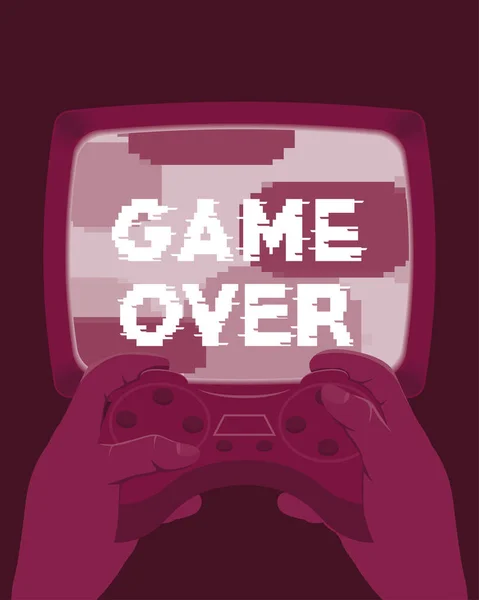 Game over lettering in tv — Stock Vector
