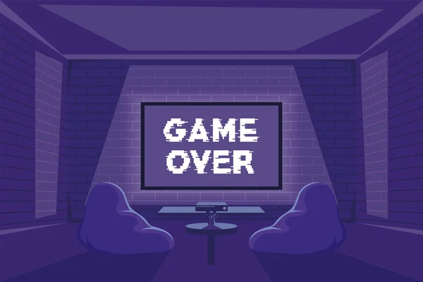 Game over lettering in display — Stok Vektör