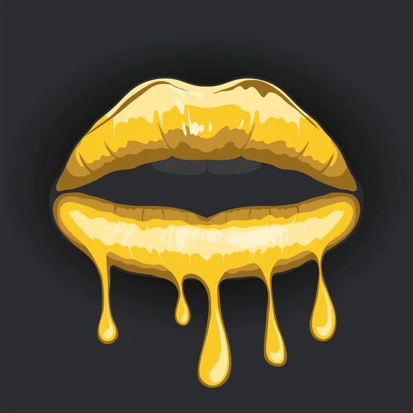 Golden lips melting — Wektor stockowy