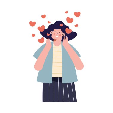 female lover with hearts