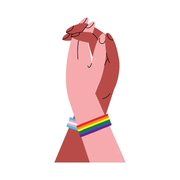 Interracial hands with wristbands — Image vectorielle