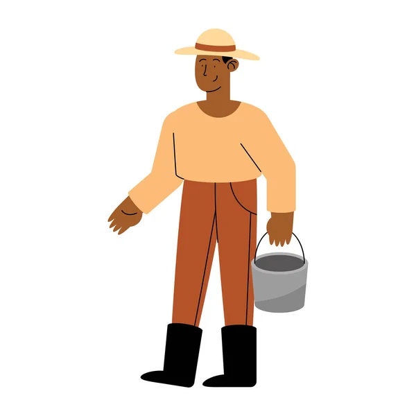 Afro farmer with bucket — Stock Vector