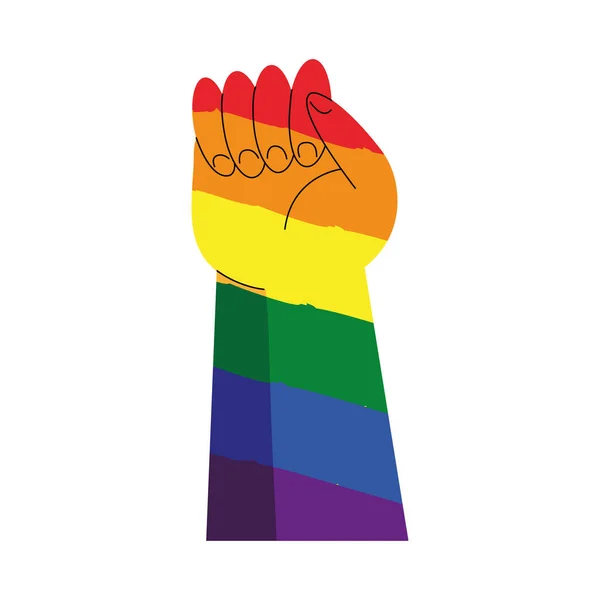 Fist hand with lgbtq flag — Stock vektor