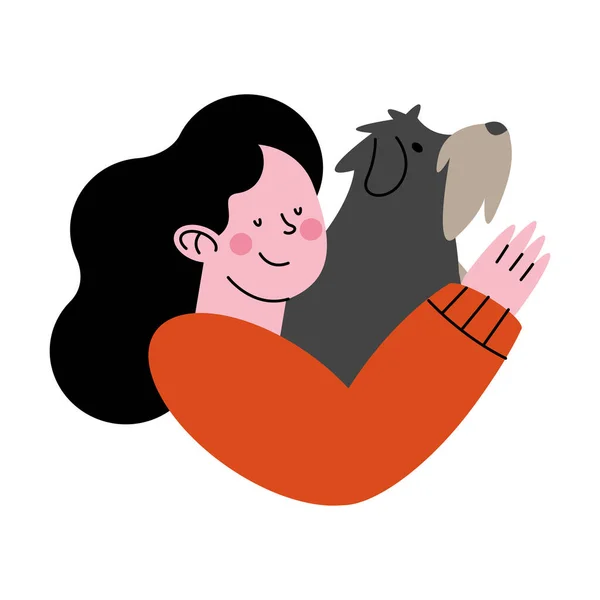 Donna e cane — Vettoriale Stock