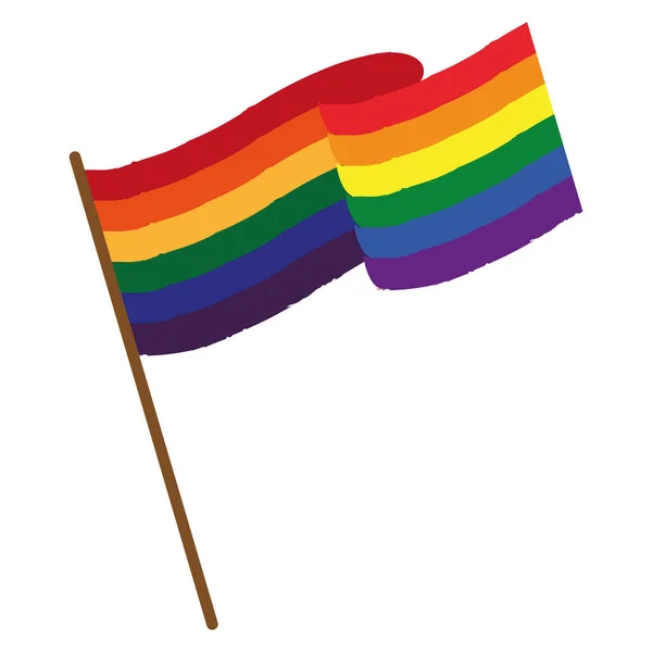 Lgbtq flag in pole — Vetor de Stock