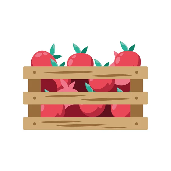 Tomatoes in wooden box — Stock Vector