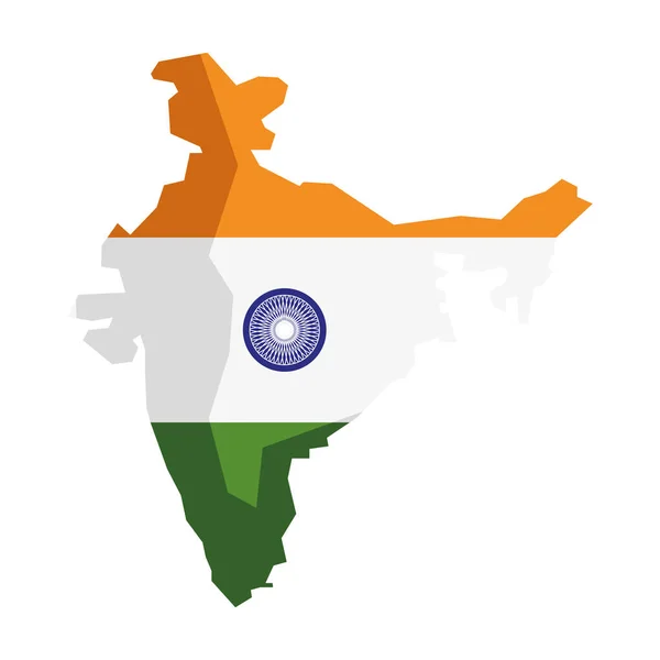 Drapeau indien dans la carte — Image vectorielle