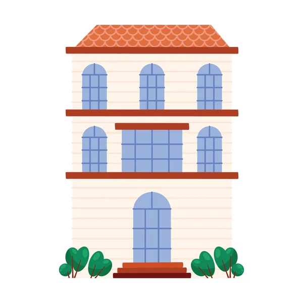Vit byggnad främre fasad — Stock vektor