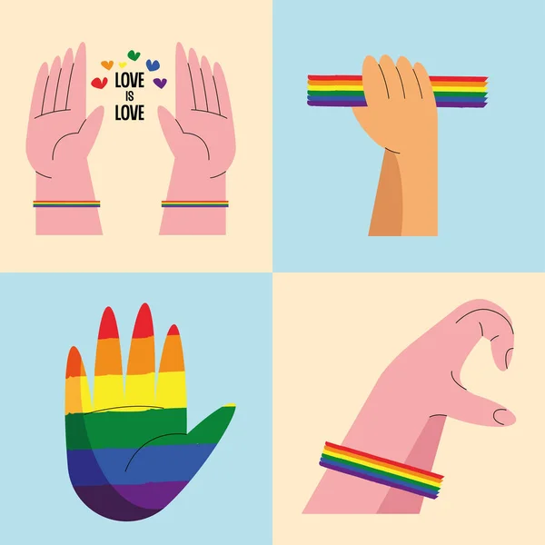 Four diversity and inclusion icons — Archivo Imágenes Vectoriales