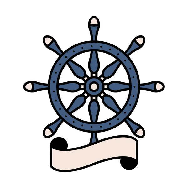 Ship rudder tattoo — Stock Vector