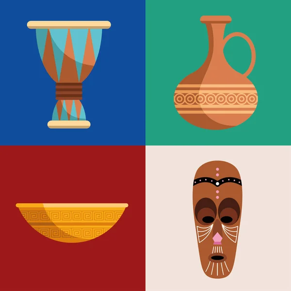 Four africa culture icons — Stock Vector