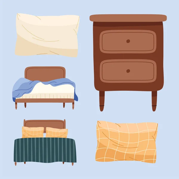 Five bed room icons — Image vectorielle