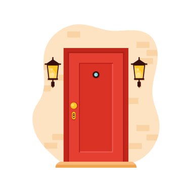 Lambalı kırmızı kapı.