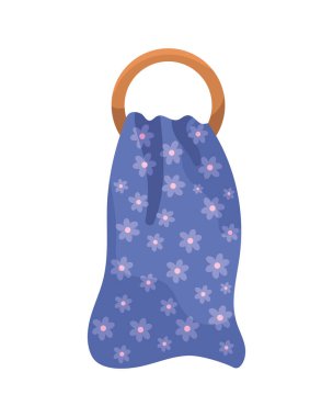 Çiçekli banyo havlusu sallanıyor.