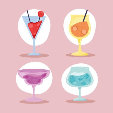 Dört kokteyl ikonu.