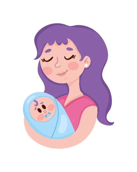 Mãe levantando bebê — Vetor de Stock