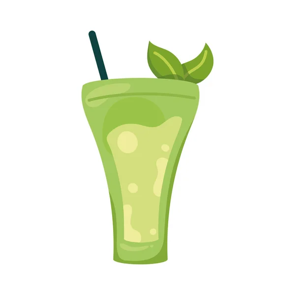 Green cocktail glass drink — Vetor de Stock