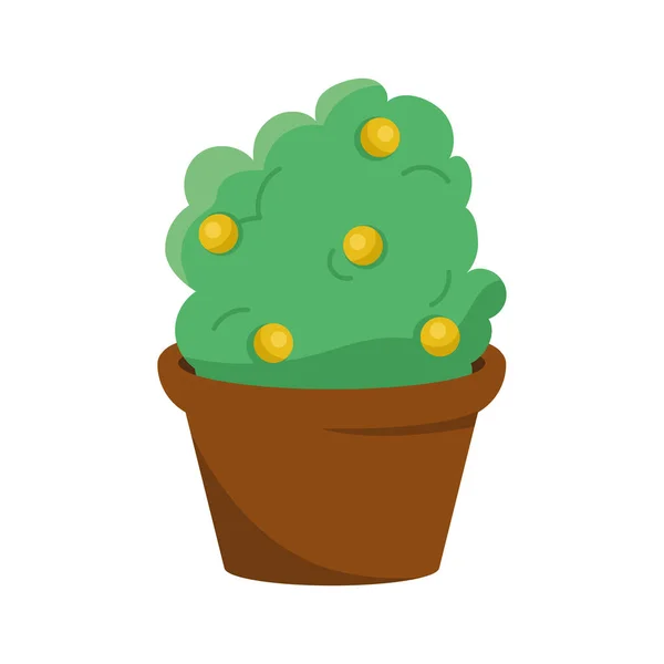 Plant with fruits in pot — Vector de stock