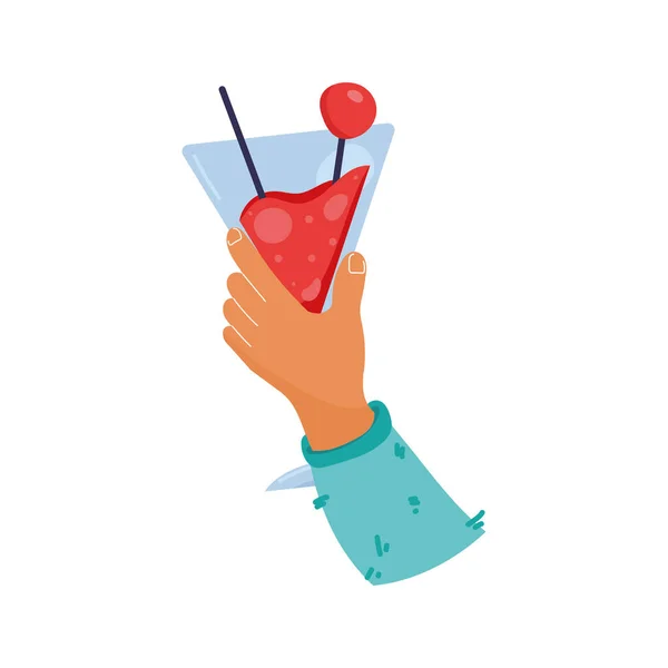 Hand with red cocktail — Archivo Imágenes Vectoriales