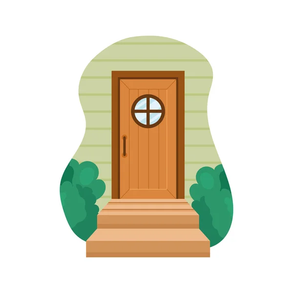 Wooden door front scene — ストックベクタ