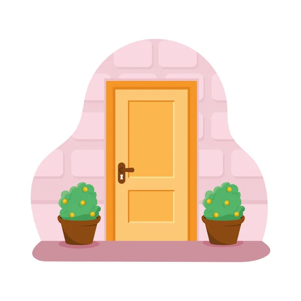 Door with houseplants — Archivo Imágenes Vectoriales