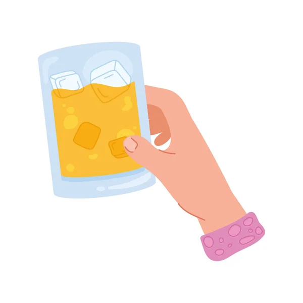 Hand with whiskey drink — 스톡 벡터