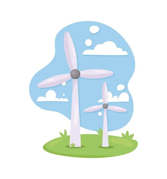 Windmills energy ecology alternative —  Vetores de Stock