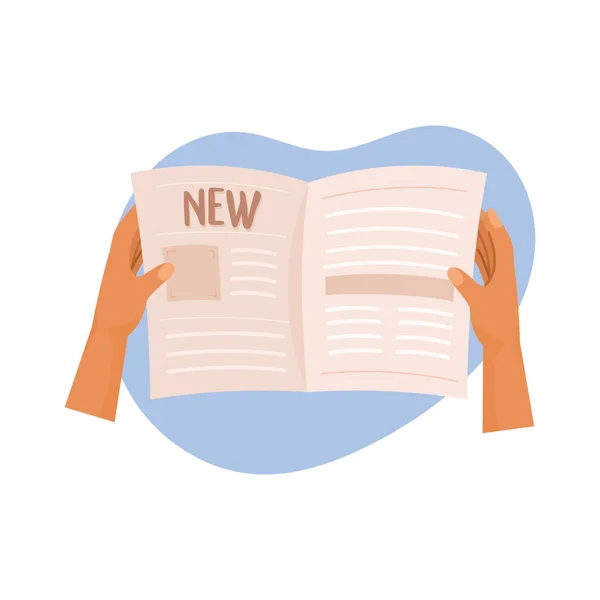 Reader hands reading newspaper — стоковый вектор