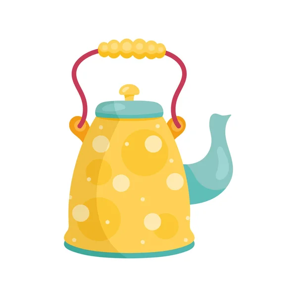 Yellow kitchen teapot — Vector de stock